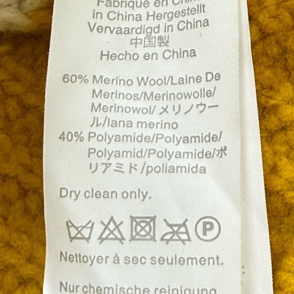 J.Crew Wool Blend Mustard Ivory Stripe Sweater S Mock Neck Cozy Fall Knit - Picture 7 of 7